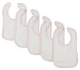 White Bib With Pink Trim (Pack of 5)