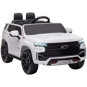 Aosom White Chevrolet TAHOE 12V Kids Electric Ride-On Car with Remote Control for 3-6 Years Old