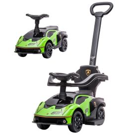 Aosom Green Toddler Sliding Car | 2-IN-1 Ride On Push Car, Essenza SCV12 Licensed with Horn Sound Wheel, Stroller Walking for Boys Girls