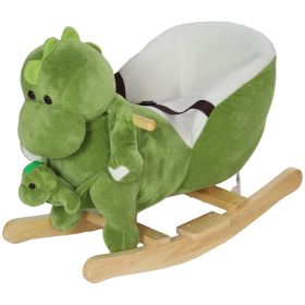 Qaba Rocking Horse, Ride on Dinosaur w/ Seat Belt, 32 Songs & Hand Puppet for 18-36 Months, Green