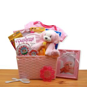 Puppy Love New Baby Gift Basket - Pink