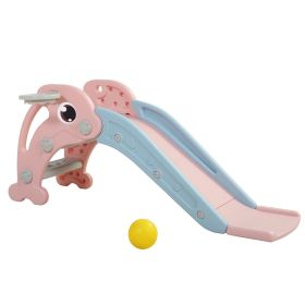 2 in 1 Slide, Toddler Freestanding Extra Long Slide with Basketball Hoop & Ball