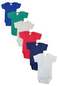 Unisex Baby 6 Pc Onezies (Color: Blue/Green/Grey/Red/Navy, size: large)