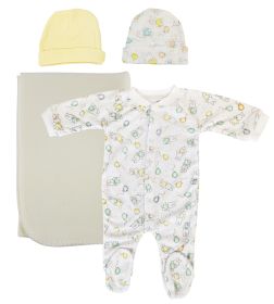 Unisex Newborn Baby 5 Pc Layette Sets (Color: Yellow, size: medium)